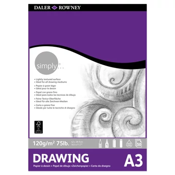 Daler-Rowney SIMPLY Drawing tömb A3 50lap 120g Daler-Rowney SIMPLY Drawing tömb A3 50lap 120g