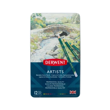 Derwent Artists színes ceruza készlet 12db fémdobozban – prémium művész ceruzák Derwent Artists színes ceruza készlet 12db fémdobozban – prémium művész ceruzák