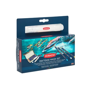 Derwent INKTENSE 8 darabos vízzel elmosható színes ceruza készlet fémdobozban, nedvesítő pumpával, ecsettel Derwent INKTENSE 8 darabos vízzel elmosható színes ceruza készlet fémdobozban, nedvesítő pumpával, ecsettel