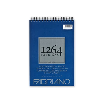 Fabriano 1264 Black Drawing tömb A5 – 20 lap, 200g fekete papír, felül spirálos Fabriano 1264 Black Drawing tömb A5 – 20 lap, 200g fekete papír, felül spirálos