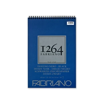 Fabriano 1264 Black Drawing tömb A3 – 40 lap, 200g fekete papír, felül spirálos Fabriano 1264 Black Drawing tömb A3 – 40 lap, 200g fekete papír, felül spirálos