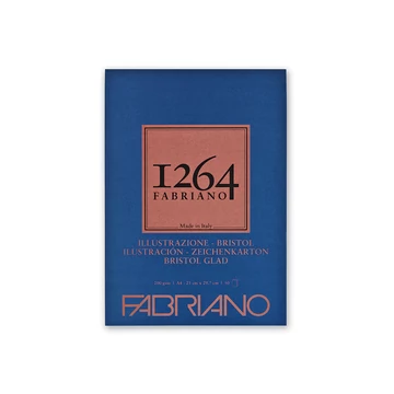 Fabriano 1264 Bristol tömb A4 – 50 lap, 200g sima rajzpapír, 1 oldalán ragasztott Fabriano 1264 Bristol tömb A4 – 50 lap, 200g sima rajzpapír, 1 oldalán ragasztott
