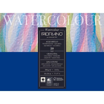 Fabriano WATERCOLOUR tömb – 18×24 cm, 300g akvarellpapír, 12 lap, 1 oldalán ragasztott Fabriano WATERCOLOUR tömb – 18×24 cm, 300g akvarellpapír, 12 lap, 1 oldalán ragasztott