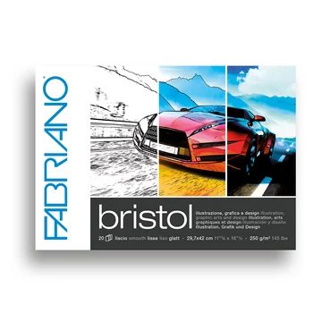 Fabriano BRISTOL tömb A3 – 20 lap, 250g, sima fehér rajzpapír, 1 oldalán ragasztott