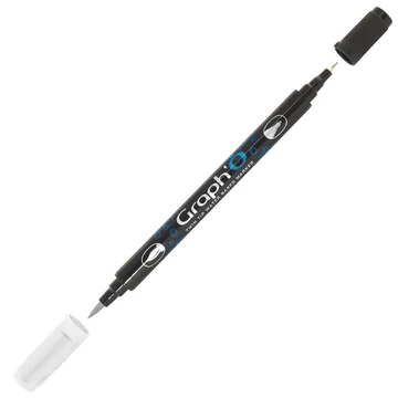 GRAPH'O kétvégű filctoll 0000 – vízbázisú összemosó toll ecset- és tűheggyel