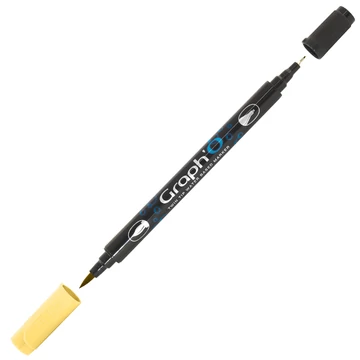 GRAPH'O kétvégű filctoll 1220 vajsárga – vízbázisú marker ecset- és tűheggyel kreatív rajzoláshoz GRAPH'O kétvégű filctoll 1220 vajsárga – vízbázisú marker ecset- és tűheggyel kreatív rajzoláshoz