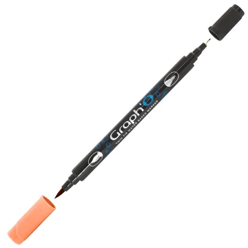 GRAPH'O kétvégű filctoll 2110 sárgabarack – vízbázisú marker ecset- és tűheggyel kreatív rajzoláshoz