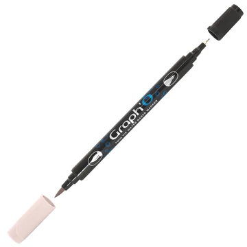 GRAPH'O kétvégű filctoll 4135 halvány rózsa – vízbázisú marker ecset- és tűheggyel kreatív rajzoláshoz