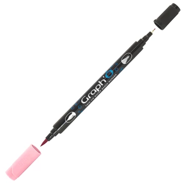 GRAPH'O kétvégű filctoll 5120 rózsaszín – vízbázisú marker ecset- és tűheggyel kreatív rajzoláshoz