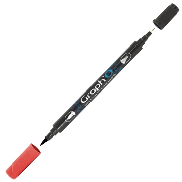 GRAPH'O kétvégű filctoll 5220 paradicsom – vízbázisú marker ecset- és tűheggyel kreatív rajzoláshoz GRAPH'O kétvégű filctoll 5220 paradicsom – vízbázisú marker ecset- és tűheggyel kreatív rajzoláshoz
