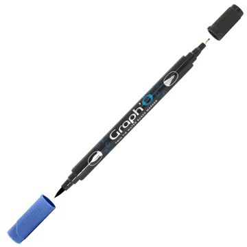 GRAPH'O kétvégű filctoll 7185 ultramarin – vízbázisú marker ecset- és tűheggyel kreatív rajzoláshoz