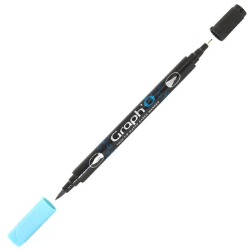 GRAPH'O kétvégű filctoll 7260 Indiai óceán – vízbázisú marker ecset- és tűheggyel kreatív rajzoláshoz