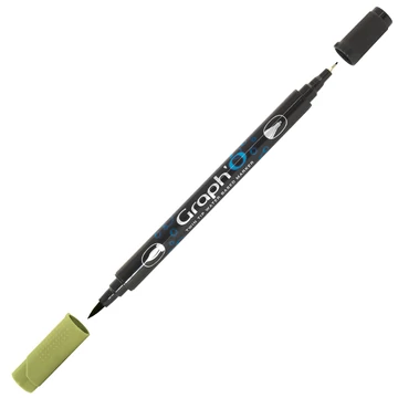 GRAPH'O kétvégű filctoll 8280 terepzöld – vízbázisú marker ecset- és tűheggyel kreatív rajzoláshoz GRAPH'O kétvégű filctoll 8280 terepzöld – vízbázisú marker ecset- és tűheggyel kreatív rajzoláshoz