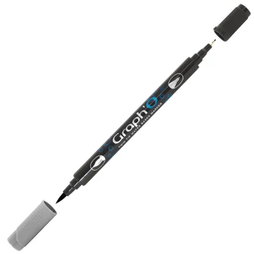 GRAPH'O kétvégű filctoll 9504 semleges szürke közepes – vízbázisú marker ecset- és tűheggyel kreatív rajzoláshoz GRAPH'O kétvégű filctoll 9504 semleges szürke közepes – vízbázisú marker ecset- és tűheggyel kreatív rajzoláshoz