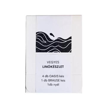 Vegyes linómetsző készlet 5db kés + fa nyél Vegyes linómetsző készlet 5db kés + fa nyél
