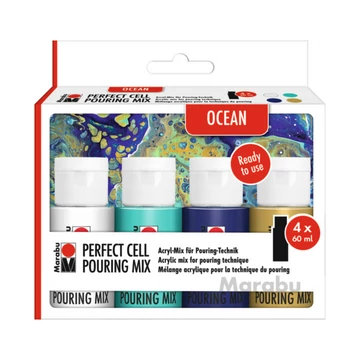 Marabu PERFECT CELL POURING MIX Mix Ocean – akrilfesték készlet öntéstechnikához, tenger színeiben, sejtképző hatással Marabu PERFECT CELL POURING MIX Mix Ocean – akrilfesték készlet öntéstechnikához, tenger színeiben, sejtképző hatással