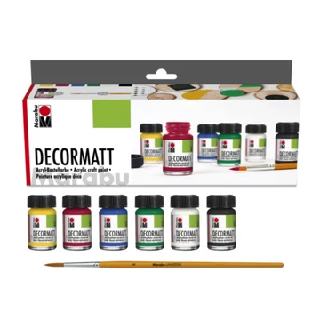 Marabu DECORMATT hobbi akrilfesték készlet ecsettel és motívummal 6*15ml Marabu DECORMATT hobbi akrilfesték készlet ecsettel és motívummal 6*15ml