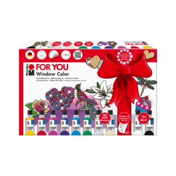 Marabu WINDOW COLOR (Fun&Fancy) üvegmatrica festék készlet neked/for you 10*80ml Marabu WINDOW COLOR (Fun&Fancy) üvegmatrica festék készlet neked/for you 10*80ml