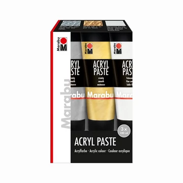 Marabu ACRYL PASTE struktúrapaszta készlet – 3 x 100 ml textúrapaszta különböző szemcseméretű változatban Marabu ACRYL PASTE struktúrapaszta készlet – 3 x 100 ml textúrapaszta különböző szemcseméretű változatban