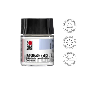 Marabu DECOUPAGE & SERVIETTE ragasztólakk fényes 50 ml – fényes ragasztó és fedőlakk szalvétatechnikához Marabu DECOUPAGE & SERVIETTE ragasztólakk fényes 50 ml – fényes ragasztó és fedőlakk szalvétatechnikához