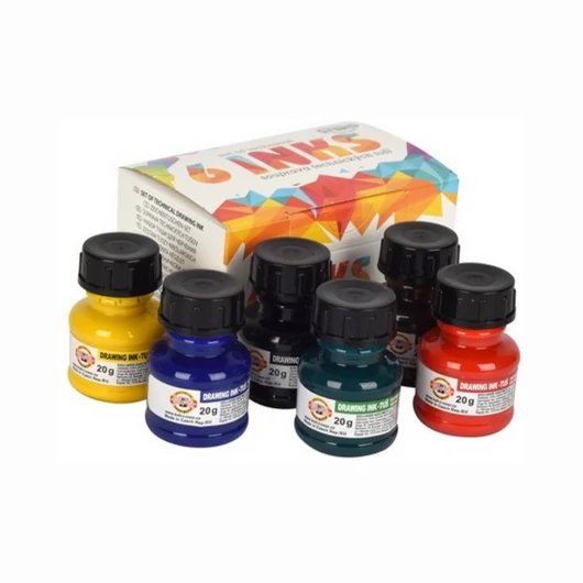 Koh-i-noor DRAWING INK tus 6 szín*20g/klt.