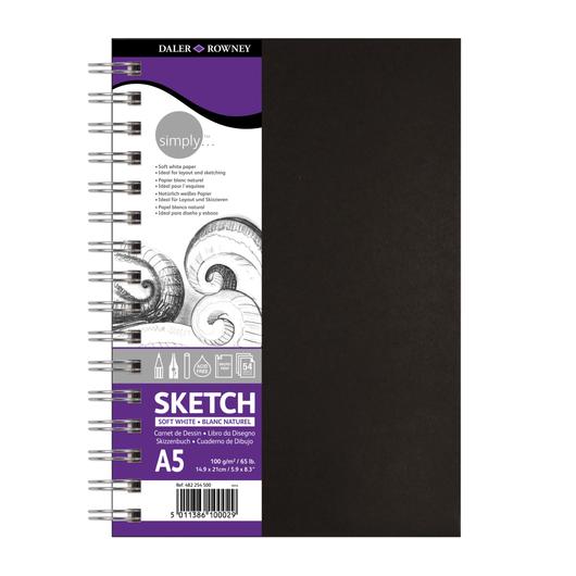 Daler-Rowney SIMPLY Sketch füzet A5 54lap 100g álló, oldalán spirálos