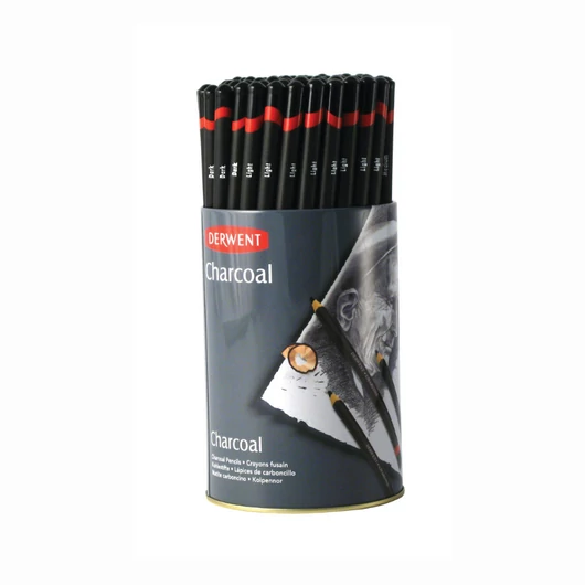 Derwent CHARCOAL szénceruza készlet fémhengerben 72db