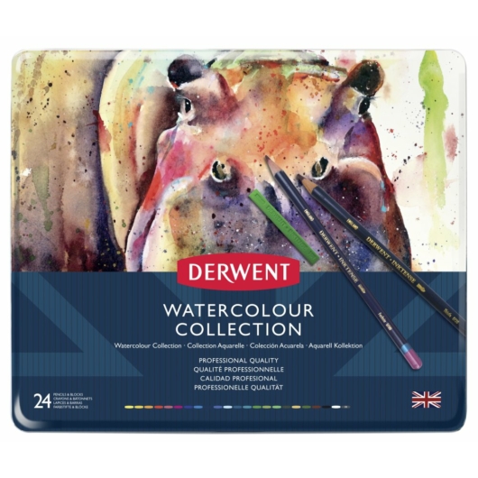Derwent WATERCOLOUR akvarell ceruza válogatás fémdobozban 24 szín