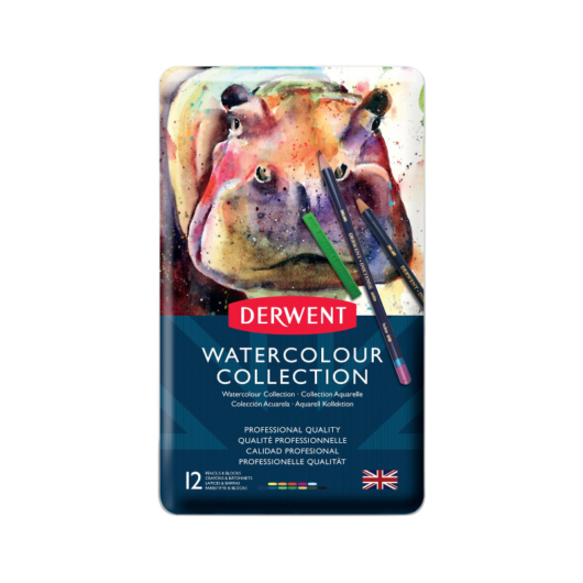 Derwent WATERCOLOUR akvarell ceruza válogatás fémdobozban 12 szín