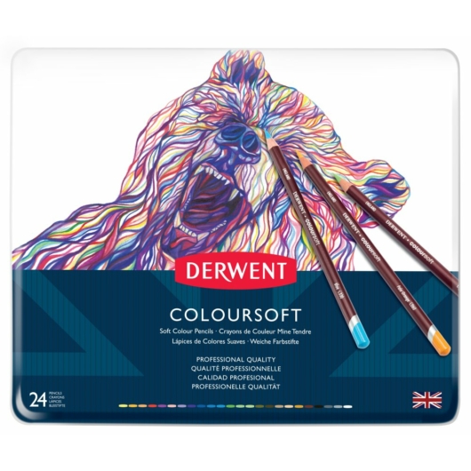 Derwent COLOURSOFT színes ceruza készlet fémdobozban 24 szín