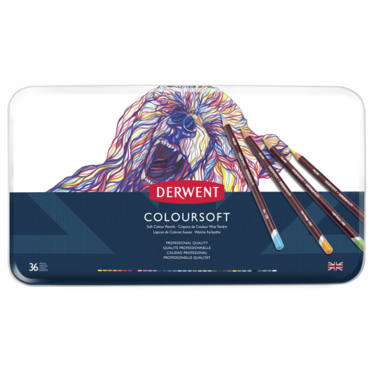 Derwent COLOURSOFT színes ceruza készlet fémdobozban 36 szín