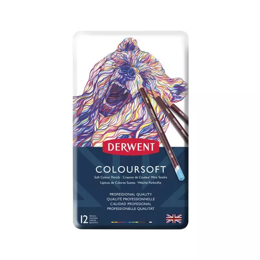 Derwent COLOURSOFT színes ceruza készlet fémdobozban 12 szín