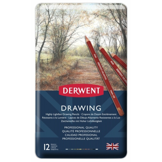 Derwent DRAWING színes ceruza készlet fémdobozban 12 szín