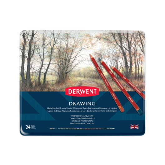 Derwent DRAWING színes ceruza készlet fémdobozban 24 szín