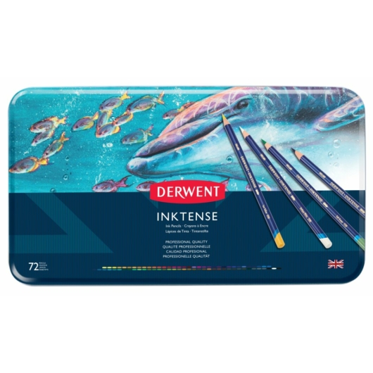 Derwent INKTENSE vízzel elmosható ceruza készlet fémdobozban 72 szín