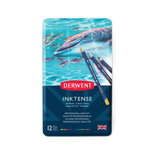 Derwent INKTENSE vízzel elmosható ceruza készlet fémdobozban 12db
