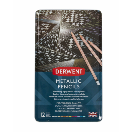 Derwent METALLIC metálfényű ceruza készlet fémdobozban 12 szín