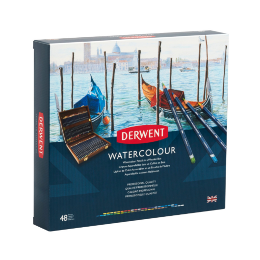 Derwent WATERCOLOUR akvarell ceruza készlet fadobozban 48 szín