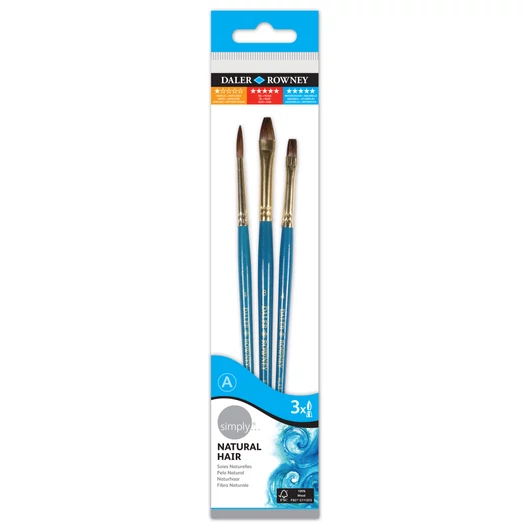 Daler-Rowney SIMPLY teveszőr ecsetkészlet rövidnyelű 3db #2