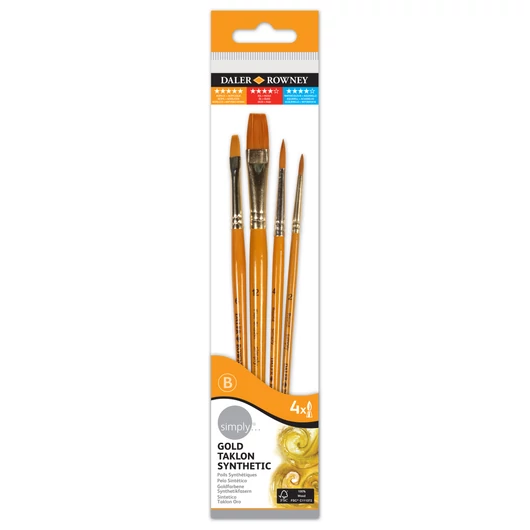 Daler-Rowney SIMPLY szintetikus ecsetkészlet rövidnyelű 4db #2