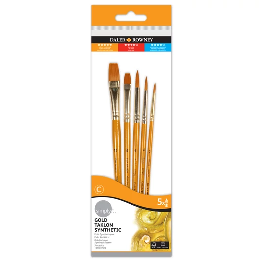 Daler-Rowney SIMPLY szintetikus ecsetkészlet rövidnyelű 5db #3