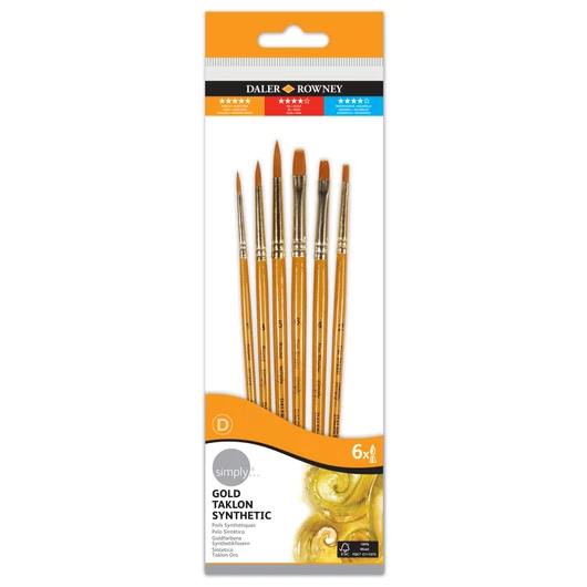 Daler-Rowney SIMPLY szintetikus ecsetkészlet rövidnyelű 6db #2