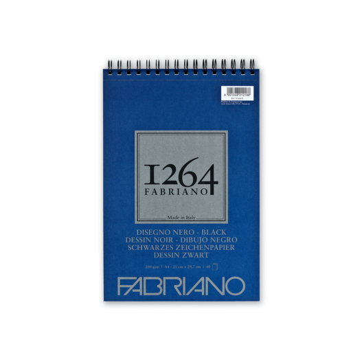 Fabriano 1264 Black Drawing tömb A5 20lap fekete 200g felül spirálos