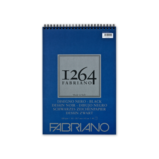 Fabriano 1264 Black Drawing tömb A3 40lap fekete 200g felül spirálos