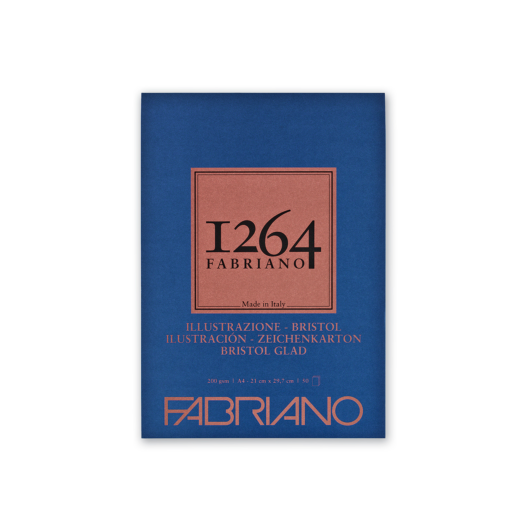 Fabriano 1264 Bristol tömb A4 50lap 200g, 1 oldalán ragasztott