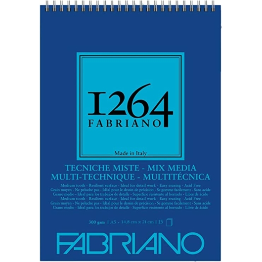 Fabriano 1264 MIX-MEDIA tömb A5 15lap 300g felül spirálos