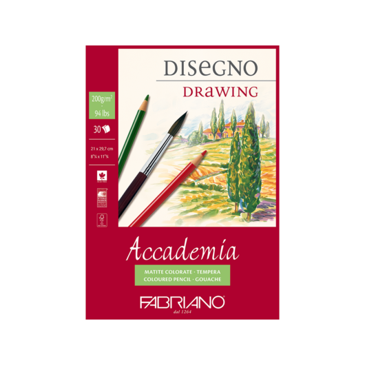 Fabriano ACCADEMIA Drawing tömb A2 30lap 200g 1 oldalán ragasztott
