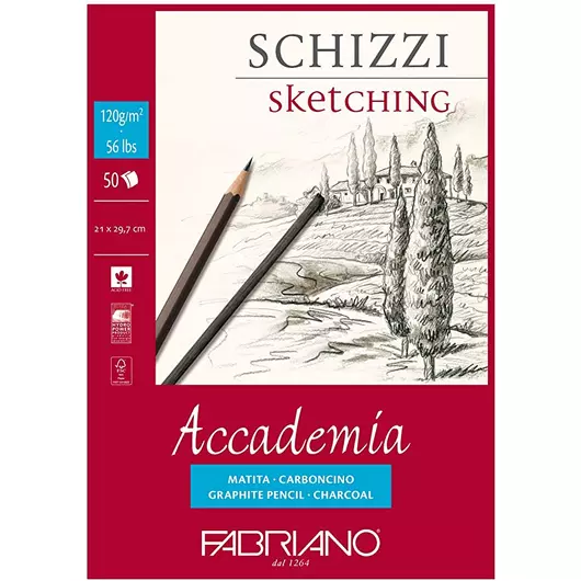 Fabriano ACCADEMIA Sketching tömb A4 50lap 120g 1 oldalán ragasztott