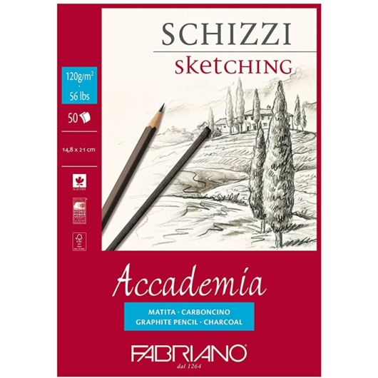 Fabriano ACCADEMIA Sketching tömb A5 50lap 120g 1 oldalán ragasztott