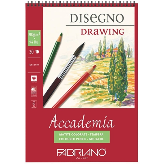 Fabriano ACCADEMIA Drawing tömb A4 30lap 200g álló, felül spirálos